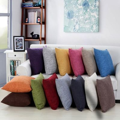 Colori solidi semplici Copertura di cuscino di lino di cotone per cuscini domestici in stile vintage