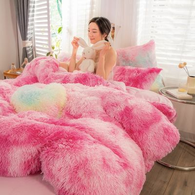 Densità di tessuto 173 * 118 Set di biancheria da letto in velluto da 4 pezzi di visone cristallino latte coniglio