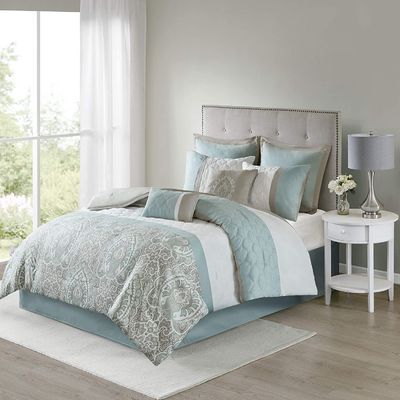 Set di biancheria da letto di lusso con stampe di fiori per letto Queen Size Set di copertura di copriletto in 7 pezzi