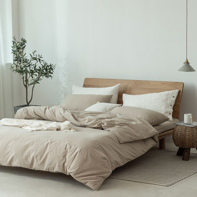 Set di biancheria da letto di cotone lavato al 100%, manuale morbido, respirabile e resistente.