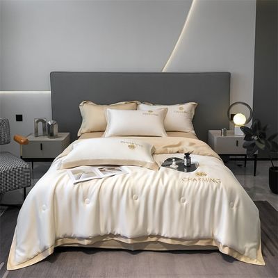 Set di coperte estive di lusso lavato in seta ricamata 4 pcs 3 pcs senza perdita di capelli sonno sano