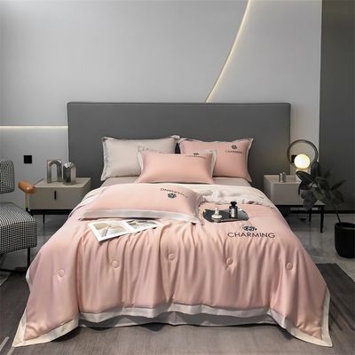 Set di coperte estive di lusso lavato in seta ricamata 4 pcs 3 pcs senza perdita di capelli sonno sano