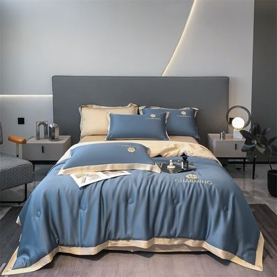 Set di coperte estive di lusso lavato in seta ricamata 4 pcs 3 pcs senza perdita di capelli sonno sano