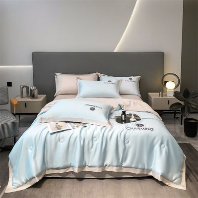 Set di coperte estive di lusso lavato in seta ricamata 4 pcs 3 pcs senza perdita di capelli sonno sano
