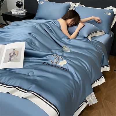 Set di coperte ricamate in seta lavata per uso domestico 4 pezzi per un sonno confortevole e sano