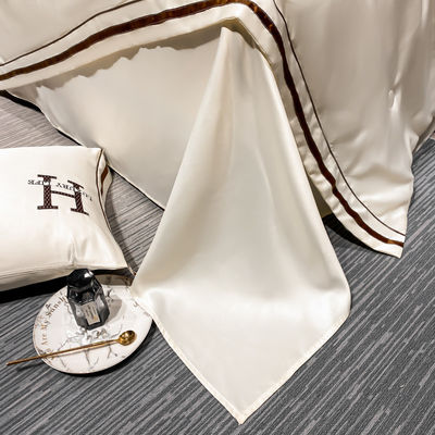 Set di coperte estive di seta lavata di lusso con 1 copertura 1 lenzuola piatta e 2 coperte per cuscini