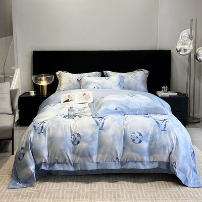 Solid Random Designs Quilts Luxury Linen Set con ricami di cotone e seta lavati