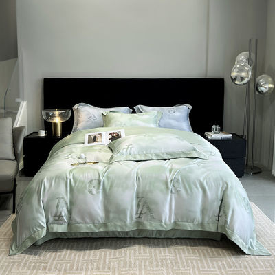 Solid Random Designs Quilts Luxury Linen Set con ricami di cotone e seta lavati