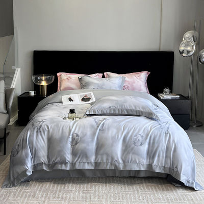 Solid Random Designs Quilts Luxury Linen Set con ricami di cotone e seta lavati