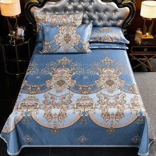 2024 Set di tappetini in seta di ghiaccio con kit di quattro pezzi per biancheria da letto moderna per matrimonio