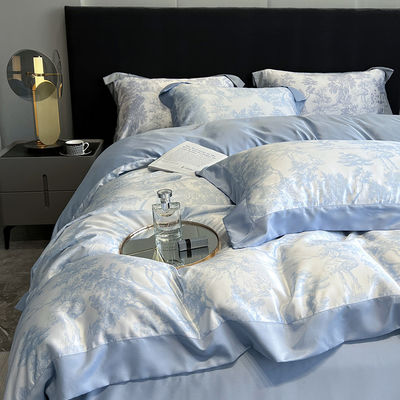 Ricamo di cotone lavato di lusso 4 pcs Set di biancheria da letto per King Size Set di comodino