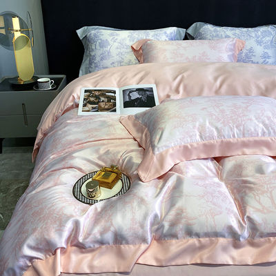 Ricamo di cotone lavato di lusso 4 pcs Set di biancheria da letto per King Size Set di comodino
