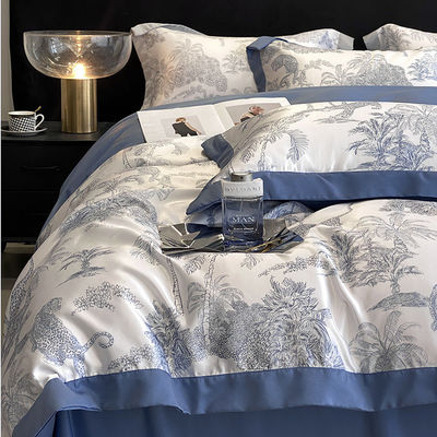 Ricamo di cotone lavato di lusso 4 pcs Set di biancheria da letto per King Size Set di comodino