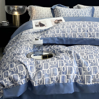 Ricamo di cotone lavato di lusso 4 pcs Set di biancheria da letto per King Size Set di comodino