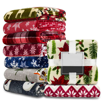 Tessuto Super Soft Custom Natale Stile di Natale Decorazioni Stampate Flannel Lancia Coperta