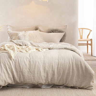 Tissu di velluto da nuvola da visone di taglia regina Set di copertura per copriletto di lino organico