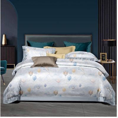 Colorato su misura 4 Pcs Polyester di lusso Tessuto piatto Soft Hotel Design Letto Set per King Bed