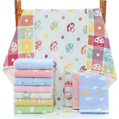 Asciugamano da bagno a sei strati di muslino con assorbente morbido Dobby Border e materiale 100% cotone