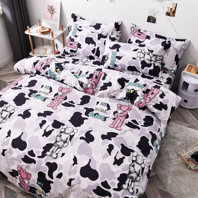 Set di biancheria da letto in stile moderno di grandezza regina o re con copertura di copriletto in poliestere e cuscino