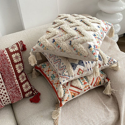 Dimensioni personalizzate Tufted Linen Stampato cuscino copertura per divano Decorativo in stile etnico