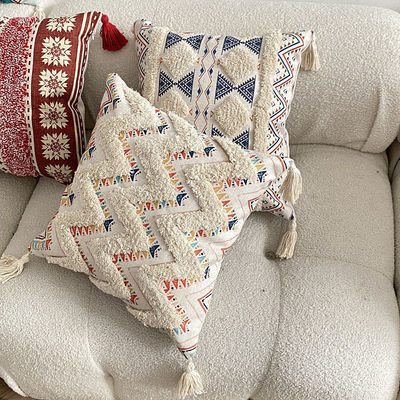 Dimensioni personalizzate Tufted Linen Stampato cuscino copertura per divano Decorativo in stile etnico