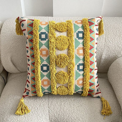 Dimensioni personalizzate Tufted Linen Stampato cuscino copertura per divano Decorativo in stile etnico