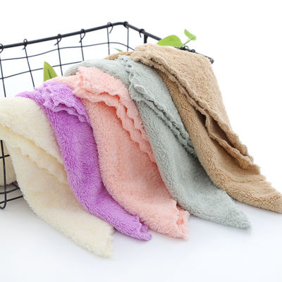 Densità di asciugatura Fleece di corallo asciugamano quadrato piccolo asciugamano 25*25 asciugamano a mano con Dobby Border Pattern