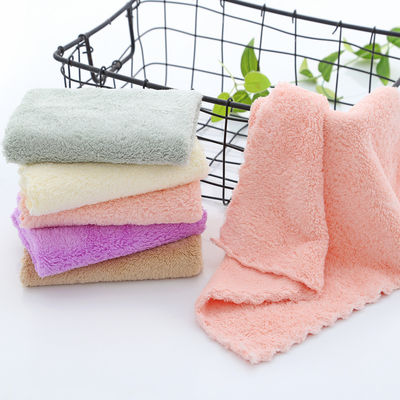 Densità di asciugatura Fleece di corallo asciugamano quadrato piccolo asciugamano 25*25 asciugamano a mano con Dobby Border Pattern