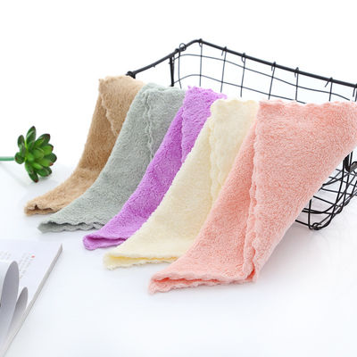 Densità di asciugatura Fleece di corallo asciugamano quadrato piccolo asciugamano 25*25 asciugamano a mano con Dobby Border Pattern