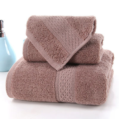 Asservatore per uso domestico di cotone puro Set in tre pezzi con griglia beige e colore solido