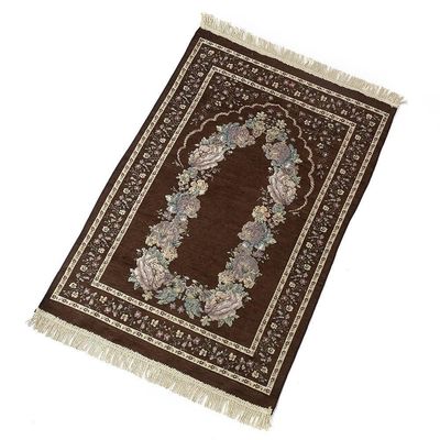 Altezza di pila di peluche Modello astratto Ricamo di filato di cotone Muslim Islam Matta di preghiera