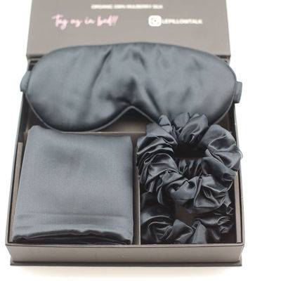 Modello solido Logo personalizzato Maschera per gli occhi Satin Silk Set Box per un sonno riposante e adatto alla pelle