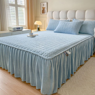 Letto singolo copriletto di velluto di corallo con imbottitura di pizzo Camicia di cotone antistatico