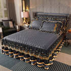 Set di biancheria da letto gonna coperta cuscino con ricamo pizzo tessuto ecologico e morbido