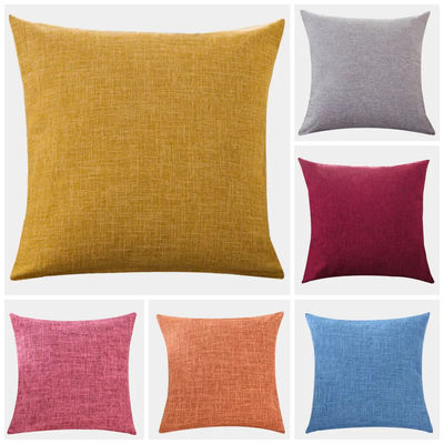 Colori solidi semplici Copertura di cuscino di lino di cotone per cuscini domestici in stile vintage