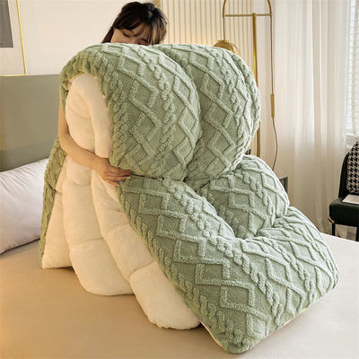 100% di poliestere spessito Taffeta caldo Winter Quilt con velluto di agnello e modello stampato