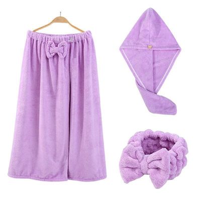 Aggiornate il vostro bagno con Coral Velvet Bag Towel Set Maggiore reggiseno gonna da bagno fascia di capelli e cappello per capelli asciutti
