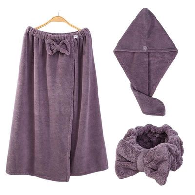 Aggiornate il vostro bagno con Coral Velvet Bag Towel Set Maggiore reggiseno gonna da bagno fascia di capelli e cappello per capelli asciutti