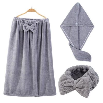 Aggiornate il vostro bagno con Coral Velvet Bag Towel Set Maggiore reggiseno gonna da bagno fascia di capelli e cappello per capelli asciutti