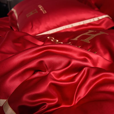 Set di biancheria da letto di seta ricamata con materiale poliestere e logo personalizzato