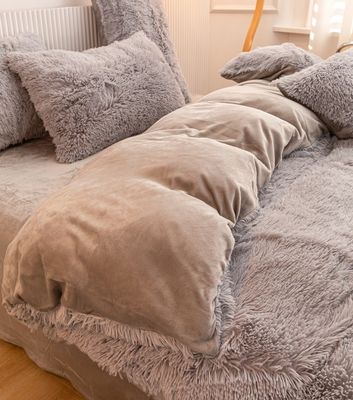 Coperta per coperte di piumaggio di pelliccia personalizzata, set di biancheria da letto invernale morbida senza riempimento