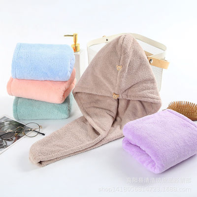 Cappello per capelli asciutti per donne di lana di corallo Cappello da doccia assorbente asciutto velocemente con asciugamano ispessito