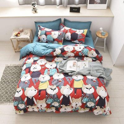 Cartoon di poliestere semplice 4 pcs Set di lenzuola da letto copertura di coperta cuscino copertina da letto da matrimonio