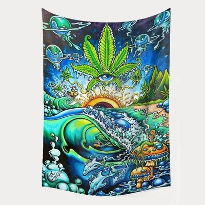 3D Print Trippy Funghi Tapis Hippie Psychedelic Abstract Art Tapis per appesi a parete