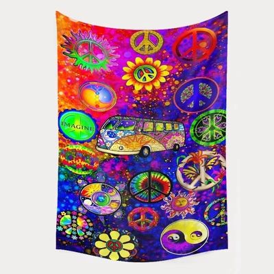 3D Print Trippy Funghi Tapis Hippie Psychedelic Abstract Art Tapis per appesi a parete