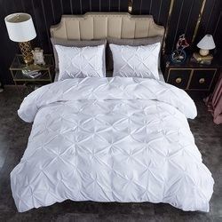Popolarezza Stock 90GSM 3 pezzi Pintuck Cover Soft Microfiber Letto Set Tutte le stagioni Chiusura a cerniera personalizzata