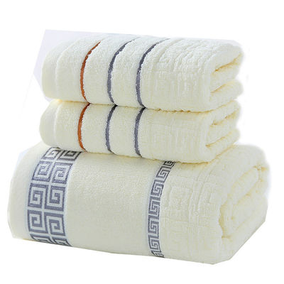 White Plain Forged Cotton Washcloth Bath Towel Absorbent 3-Piece Gift Box con cover regalo di ritorno
