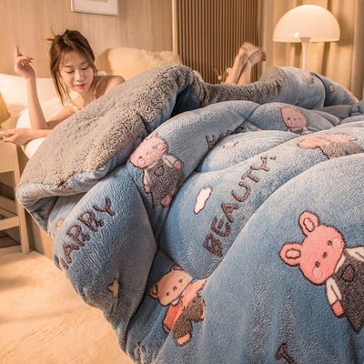 Dimensioni personalizzate Vello di agnello Latte di velluto Quilt addensato Set di biancheria da letto invernale super caldo