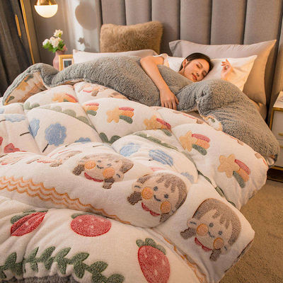 Dimensioni personalizzate Vello di agnello Latte di velluto Quilt addensato Set di biancheria da letto invernale super caldo