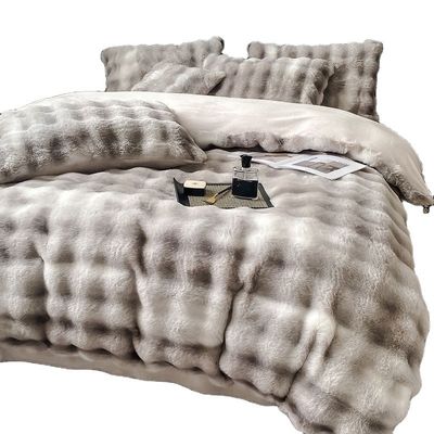 Luxury and Warm with Sustainable Milk Velvet Mink Rabbit Fur Bedding Set